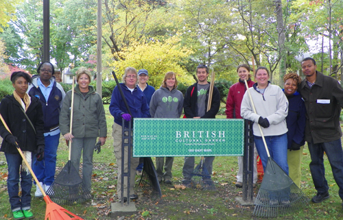 Tri-C  Global Issues Resources volunteers in the British Cultural Garden