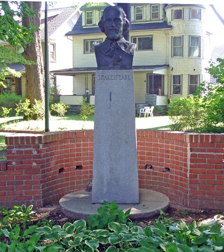 William Shakespeare statue in British Cultural Garden in Cleveland Ohio (photo by Dan Hanson) aka Shakespeare Garden