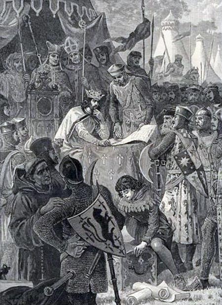 The signing of the Magna Carta in 1215