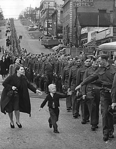 British Columbia The BC Regiment, DCO, marching in New Westminster, 1940