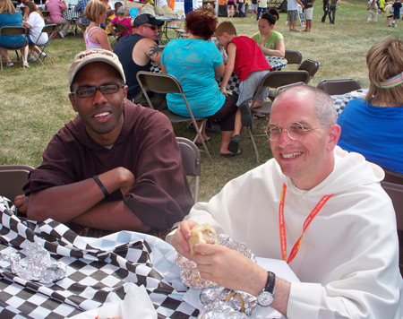 Brothers eating food at the Fest