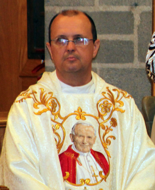 Priest with Pope John Paul II vestment