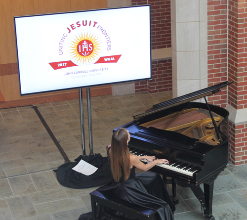 Ieva Dudaite  from Lithuania performed at the opening event of the 2017 WUJA (World Union of Jesuit Alumni) Congress held at John Carroll University in Cleveland Ohio