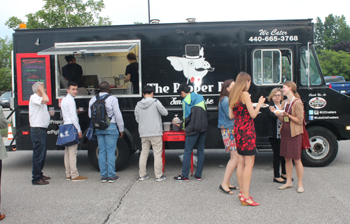 Enjoying one of the food trucks