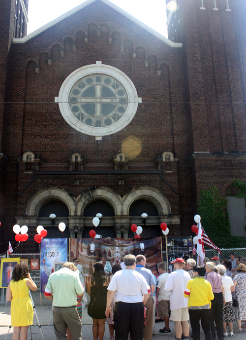 Crowd at St Casimir Church in Cleveland