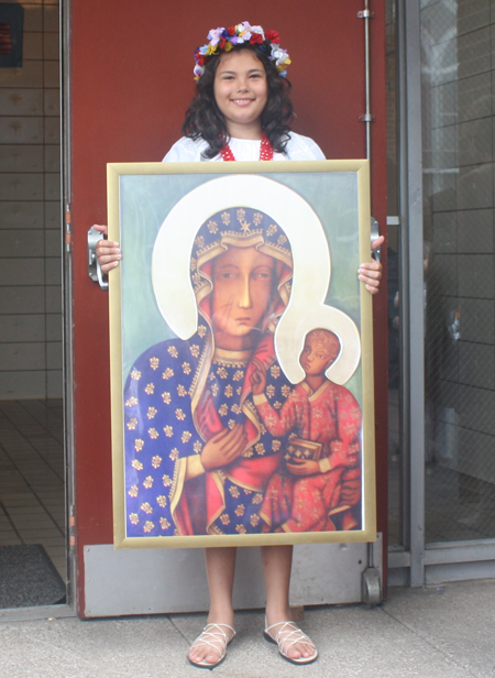 Girl with Our Lady of Czestochowa icon