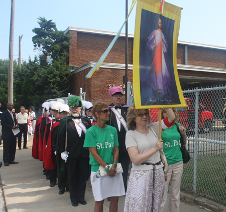 Procession into St Casimir Catholic Church in Cleveland as it reopened