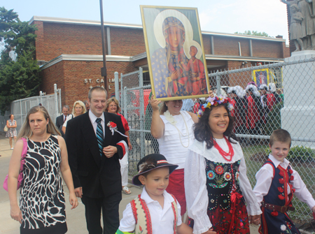 Procession into St Casimir Catholic Church in Cleveland as it reopened