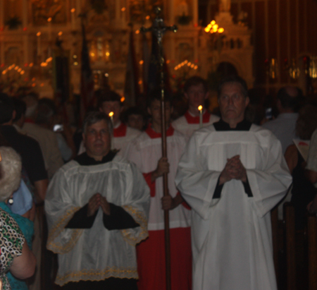 The Recessional procession after the first Mass at the newly reopened St Casimir Catholic Church