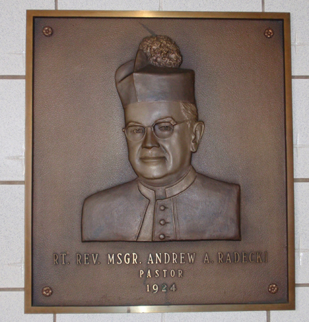 Monsignor Radecki plaque Inside St Casimir Church in Cleveland