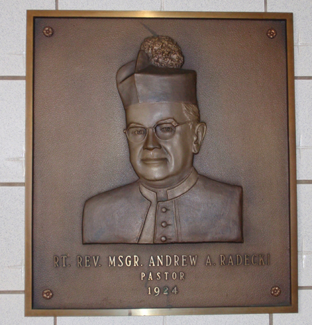 Monsignor Radecki plaque Inside St Casimir Church in Cleveland