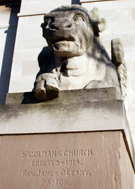 Winged Lion statue at St. Colman Catholic Church