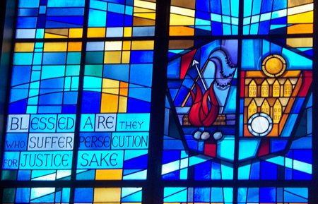 Stained glass beatitude at St.Joan of Arc Catholic Church - Chagrin Falls Ohio