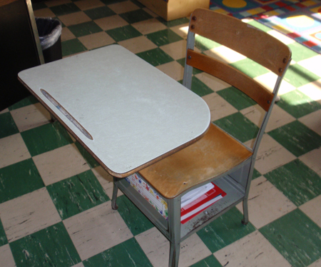 School desk at St Margaret Mary