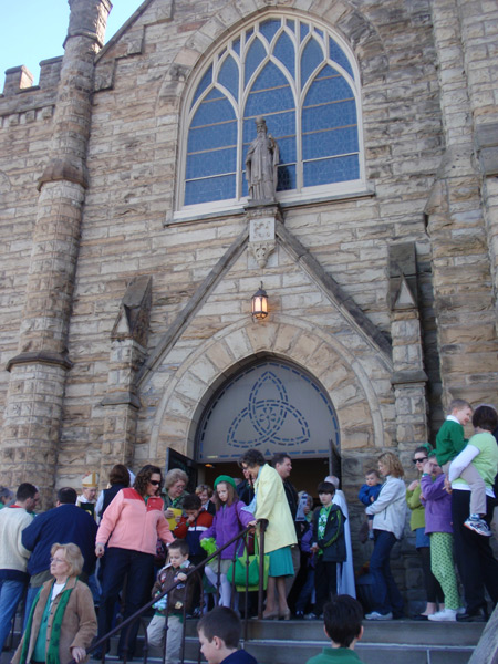 Leaving St. Patrick Church on St. Patrick's Day