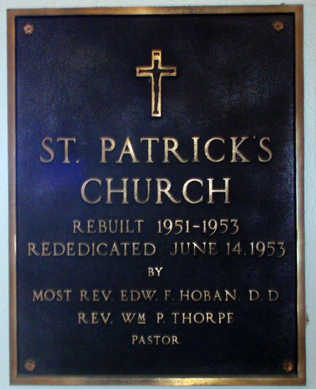 Saint Patrick Church plaque - West Park Cleveland