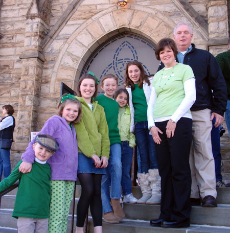 Members of the Tirpak and Keating family on the steps of St. Pat's
