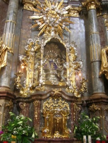 Infant Jesus of Prague statue in Czech republic - The Infant Jesus of Prague as it appears during the Lenten season in Our Lady of Victory Church