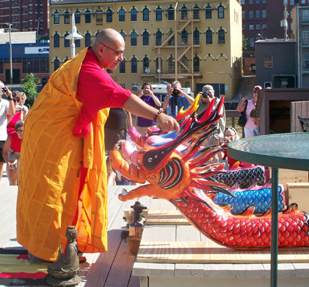 Buddhist Monk Venerable Shih Ying-Fa as Blessing Master of Dragon Boats