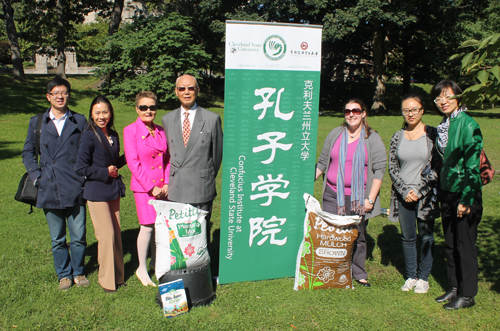 Planting a tree for Confucius  in Cleveland Chinese Cultural Garden