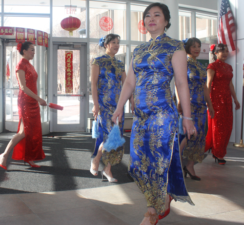 Colorful Chinese fan dance at Lunar New Year at CSU