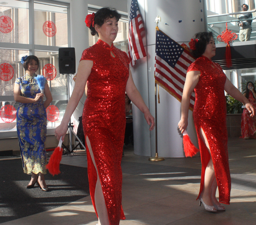 Colorful Chinese fan dance at Lunar New Year at CSU