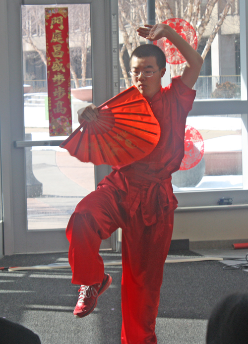 Colorful Chinese fan dance at Lunar New Year at CSU