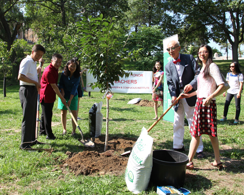 Annual planting of trees to honor our teachers in Chinese Ciultural Garden