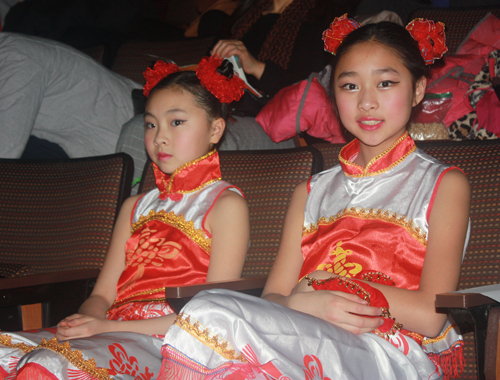 Young girls at celebration of Chinese New Year