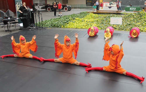 young girls and boys from the Cleveland Contemporary Chinese Culture Association (CCCCA) danced dressed as chickens
