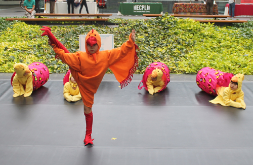 young girls and boys from the Cleveland Contemporary Chinese Culture Association (CCCCA) danced dressed as chickens