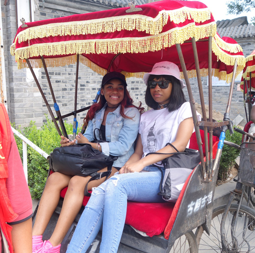Riding in a rickshaw