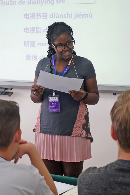 Student presenting