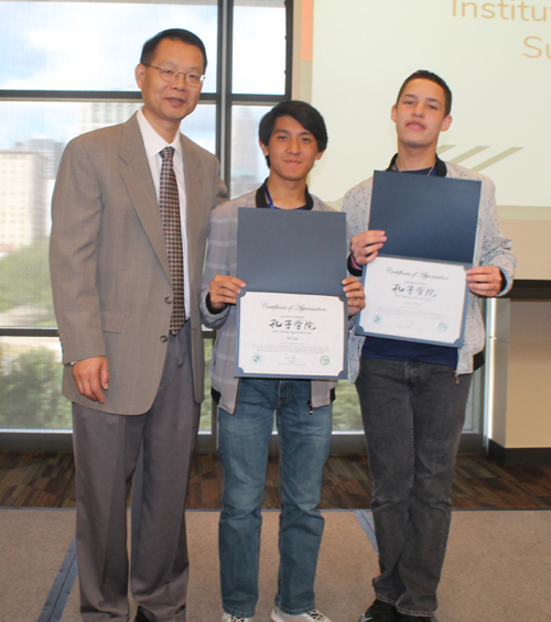 Dr. Yan Xu and Bridge Camp students Wan Yu and Aaron Brown