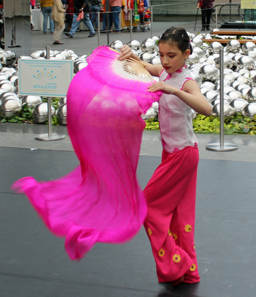 CCCCA young girl performing a solo Chinese fan dance