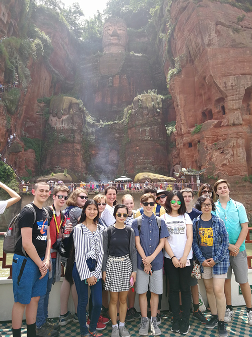 In front of the Leshan Giant Buddha