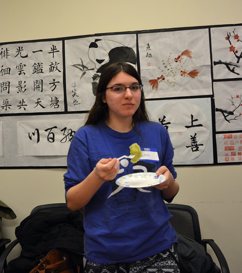 Enjoying a delicious dumpling