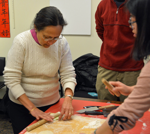 Rolling out the dumplings