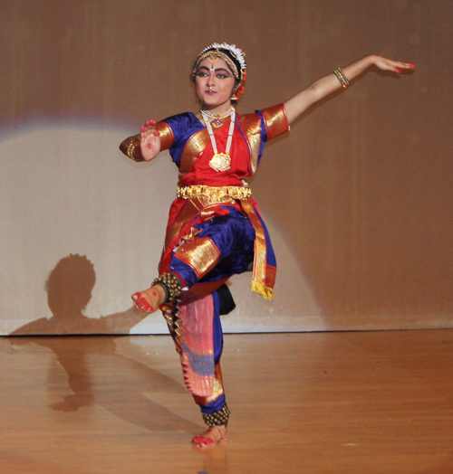 Indian Kuchipudi dance on brass plate by Srinija Adibhatla