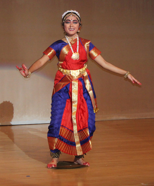Indian Kuchipudi dance on brass plate by Srinija Adibhatla