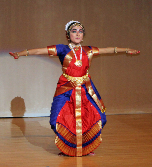 Indian Kuchipudi dance on brass plate by Srinija Adibhatla.  