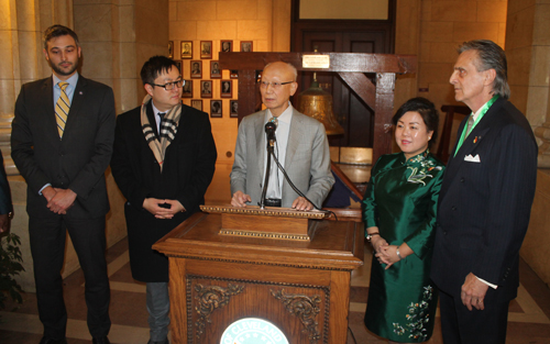 Chinese Dignitaries Speaking in Cleveland City Hall