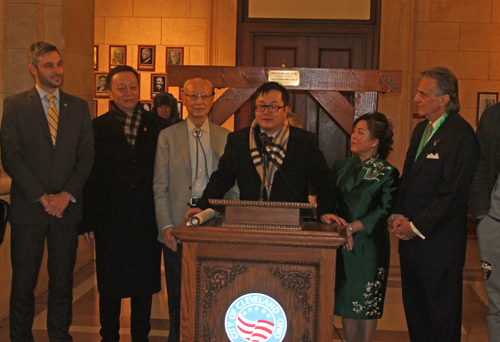 Chinese Dignitaries Speaking in Cleveland City Hall