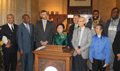 Chinese Dignitaries Speaking in Cleveland City Hall