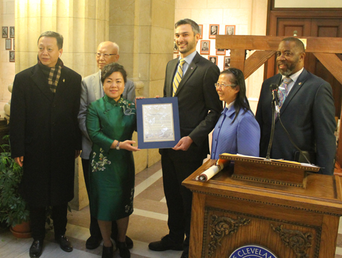 The City of Cleveland prsented a proclamation to the visitors from China