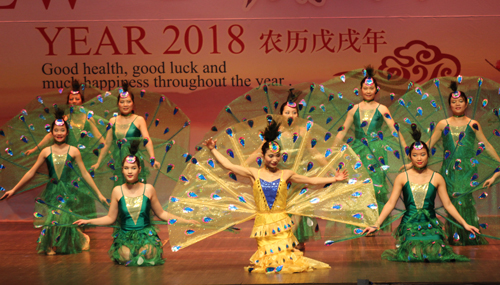 Dancers from LingYun Rising Star Dance School performed the Forest Peacock Dance