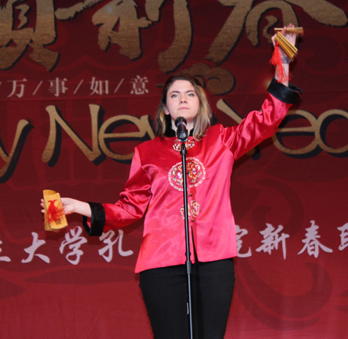 Vivian Kellicker, from the Cleveland State University Department of Mechanical Engineering performed Tongue Twister in Mandarin to celebrate the New Year. 