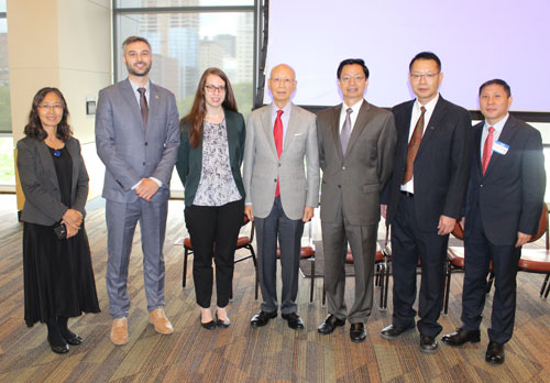 Dignitaries at Taecher appreciation day at CSU CI - Xuhong Zhang, Alex Lackey, Esther Kelsch, Anthony Yen, Dr. Jianping Zhu, Dr. Yan Xu and Liwei Huang