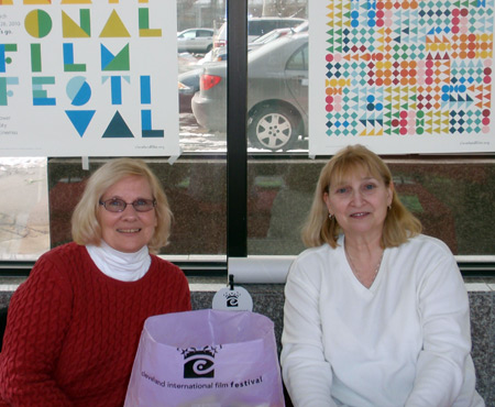 Janet Bodjiak and Karen Calta at the International Film Fest table