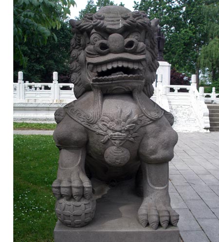 Lion statue - Cleveland Chinese Cultural Garden - photos by Dan Hanson